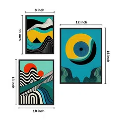 999Store Green & Black 3 Piece Paper Abstract Wall Paintings image 4