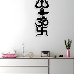 ARTROOMS Black Om Swastik Metal Wall Hanging-image-80