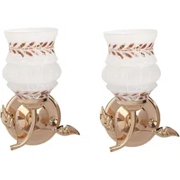 1ST TIME Brown & Gold-Toned Printed Metal Traditional Frustum Shaped Wall Lamp-picture-12