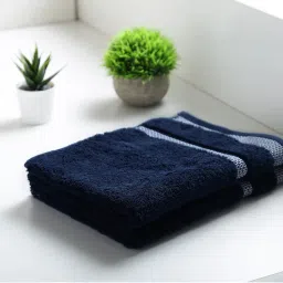 SPACES 100% Cotton Dark Blue Hand Towel Pack Of 2-image-90