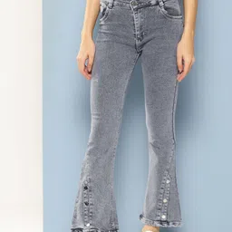 CORSICA Women Grey Cotton Stretchable Jeans-image-6