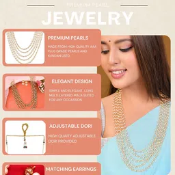 ORANGENYSHA Gold Plated Layered & Beaded Jewellery Set image 3