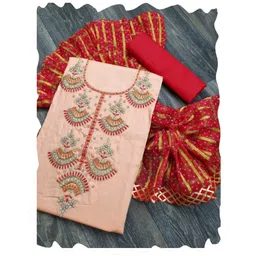 HERE&NOW Ethnic Motifs Printed Cotton Blend Unstitched Dress Material-picture-29