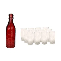 1ST TIME Red & Transparent Glass Solid Water Bottle-picture-15