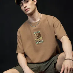 The Souled Store Men Looney Tunes Graphic Embroidered Cotton Oversized T-shirt-picture-20