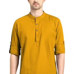 Yugnik Mandarin Collar Roll-Up Sleeves Short Kurta-picture-13
