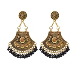 Weariton Women Black Ethnic Artificial Stones and Beads Gold-Plated Oxidised Chandbalis-picture-14