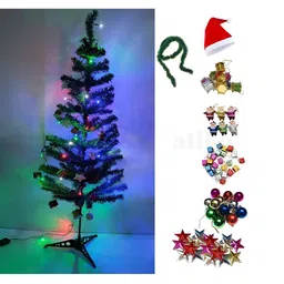 CraftVatika Green Christmas Tree With LED Light & 50 Decoration Ornaments-picture-19