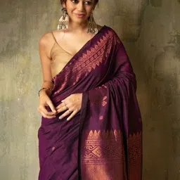 Mufa Ethnic Motifs Woven Design Zari Saree-image-41