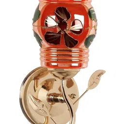 1ST TIME Multicoloured & Orange Textured Metal Traditional Cylinder Shaped Wall Lamp-picture-40