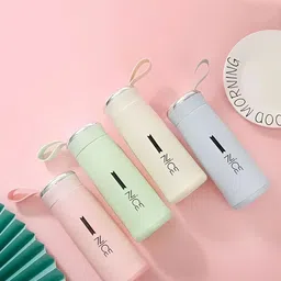 WELOUR Pink & Green Set of 4 Glass Typography Printed Water Bottle 500 ml image 3