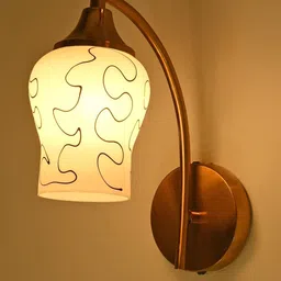 SOMIL Gold-Toned & White Printed Glass Wall Lamp-image-39