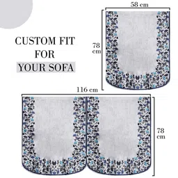 Kuber Industries Blue & White Printed Velvet Sofa Cover image 3