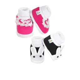 NESKA MODA 0 To 6 Months Newborn Baby 2 Pair Combo Soft Cotton Butterfly Skin-Friendly Baby Booties image 4