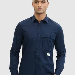 Snitch Men Relaxed Fit Spread Collar Solid Cotton Casual Shirt-picture-31