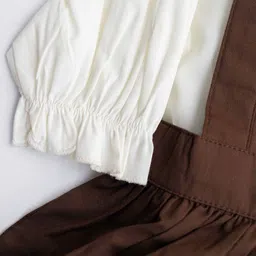 BABY TWINKLES Chocolate Brown Organic Cotton Empire Dress With Flutter image 2