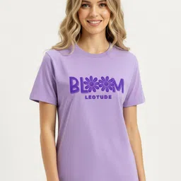 Leotude Women Typography Printed Round Neck Cotton T-shirt-image-66