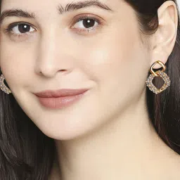 OOMPH Set Of 2 Crystals Studded & Beaded Contemporary Drop Earrings image 5