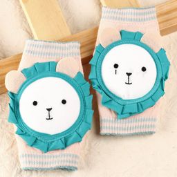 fab n funky Baby Elbow & Knee Pads Lion Applique - Grey Blue-picture-42