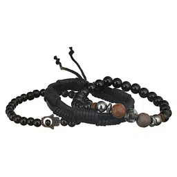 The Roadster Lifestyle Men Set of 3 Beads Elasticated Wraparound Bracelet image 2