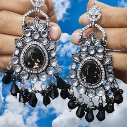 OPUS GEMS Artificial Stones Studded & Beaded Enamelled Floral Shaped Drop Earrings image 5