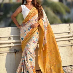 ELITE WEAVES Ethnic Motifs Zari Silk Blend Tussar Saree-picture-33
