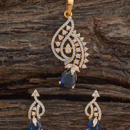 Kushal's Fashion Jewellery Sapphire Rhodium Gold-Plated Party Zircon Pendant Set-picture-15