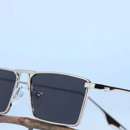 EYESACE Unisex Rectangle Sunglasses with UV Protected Lens Rebel-Silver-Blk image 4