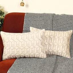 Cream Color Rectangular Velvet Cushion Cover, Set of 2-image-48