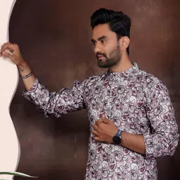 Yana Creation Paisley Printed Mandarin Collar Kurta With Pyjamas image 5