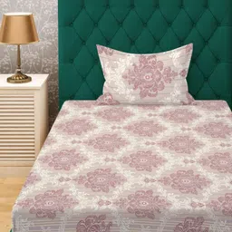 Myntra Elegant Homes Grey & Brown 300 TC Single Bedsheet with 1 Pillow Covers image 3