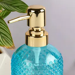Kookee Grey & Blue 2 Pieces Glass Handwash Soap Dispenser image 4