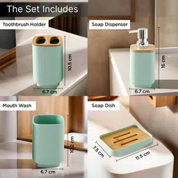 The Better Home Green 4 piece Solid Plastic Bath Accessories Set image 3