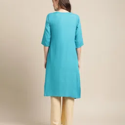 Bella Mama 3/4th Sleeves Maternity Ethnic Kurta - Teal image 3