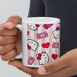 Mr UVD White Cartoon Characters Printed Ceramic Glossy Mug 350 ml image 2