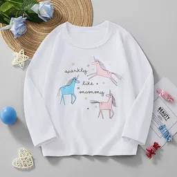 LULU & SKY Girls Typography Printed Pure Cotton Applique T-shirt-picture-30