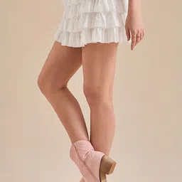 LULU & SKY Women Self Design Mid-Rise Layered Ruffled Mini Skirt-picture-22