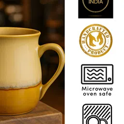 StyleMyWay Cream-Coloured & Brown Handcrafted Textured Ceramic Glossy Mugs Set of Cups and Mugs image 5