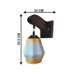 1ST TIME Yellow & White Textured Wood Traditional Abstract Shaped Shaped Wall Lamp image 2