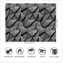 Jaamso Royals Grey Abstract Printed Self-Adhesive & Removable Wall Sticker image 3