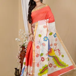 DipDiya Floral Printed Zari Pure Cotton Saree image 5