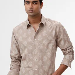 Basics Men Slim Fit Spread Collar Floral Printed Cotton Casual Shirt-picture-29