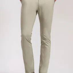 Greenfibre Men Solid Mid-Rise Slim Fit Regular Trousers-picture-38