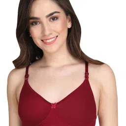 Women Cotton Maroon Padded Non-Wired Lingerie Bra Sport wear Gym Crop Tank Top-image-55