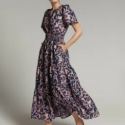 DressBerry Print Puff Sleeve Fit & Flare Midi Dress image 2