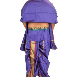 Exotic India Ready to Wear Dhoti and Veshti Set with Woven Golden Border image 4