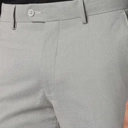 Van Heusen Men Textured Slim Fit Mid-Rise Formal Trousers image 2