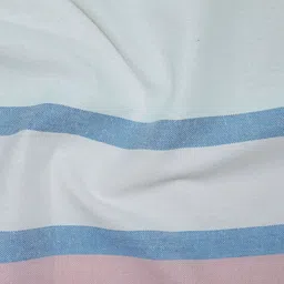 HOME COLORS.IN White Striped Cotton 4-Seater Table Cover image 2