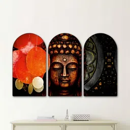 SAF Brown & Red Set of 3 Piece MDF Other Wall Paintings-picture-32