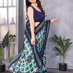 The Textile Hub Checked Printed Saree image 2